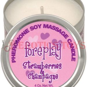 Código: 4907 Foreplay Pheromone Soy Massage Candle 4 oz Strawberries & Champagne