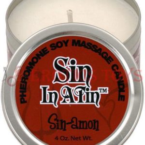 Código: 4908 Sin in a Tin Pheromone Soy Massage Candle 4 oz Sin-Amon