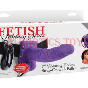 Código: 2595	Fetish Fantasy Series 7" Vibrating Hollow Strap On w/Balls - Purple