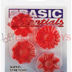Código: 433 Basic Essentials Set of 4 Rings - Red