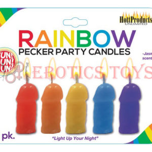 Código: 4975 Rainbow Pecker Party Candles - Asst. Colors Pack of 5
