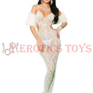 Código: 2912 Vivace Lace Bodystocking w/Open Crotch & Satin Bow Detail Mint Green O/S