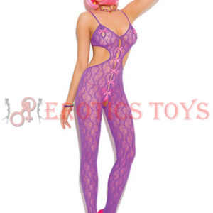 Código: 2913 Vivace Lace Bodystocking w/Satin Bow Detail Neon Purple O/S