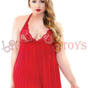 Código: 659 Curve Valerie Pleated Babydoll & G-String Red 1X-2X-3X-4X