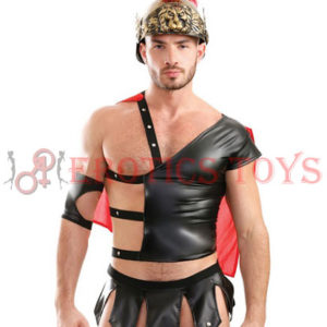 Código: 1796 Men's Play Gluteus Maximus Trojan Harness Cape Top, Skirted Underwear & Arm Cuff Black SM-MD-LG