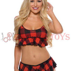 Código: 2960 Sleep Noelle Crop Cami Top w/Plaid Print & Shorties Red/Black