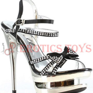 Código: 4711 Ellie Shoes Tess 6" Rhinestone Strap Heel w/Bow Black