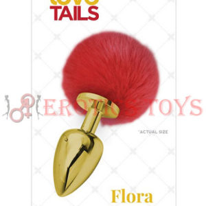 Código: 371 Love Tails Flora Gold Plug w/Red Pom Pom