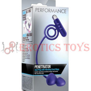 Código: 443 Blush Performance Penetrator Anal Plug w/Vibrating Cock Rings - Indigo