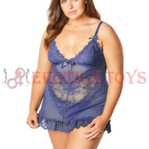 Código: 688 Soft Cup & Lace Babydoll w/G-String Blue Indigo  1X/2X/3X/4X