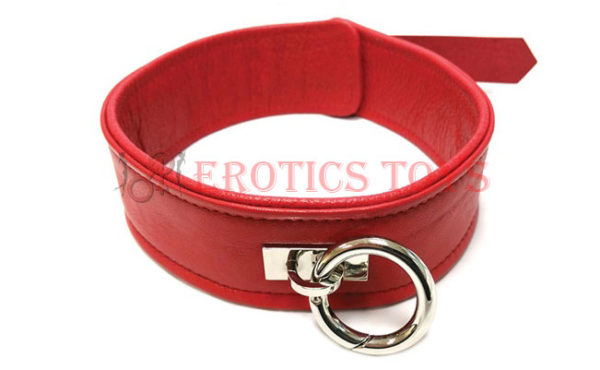 Código: 892 Rouge Plain Leather Collar - Red