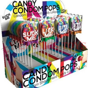 Código: 950 Candy Condom Pops Candy Shape Lollipops - Display of 24