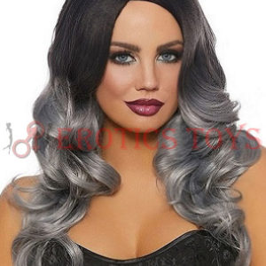 Código: 20 Long Wavy Ombre Wig - Black/Gray