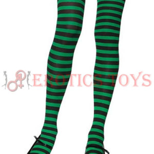 Código: 79 Candy Cane Thigh Highs Black/Green O/S