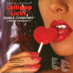 Código: 1295 Lollipop Licks Edible Condoms - Asst. Flavors Box of 4