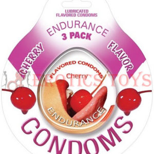Código: 1349 Endurance Flavored Condom - Cherry Pack of 3