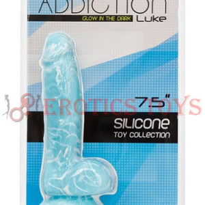 Código: 1672 Addiction Luke 7.5" Glow in the Dark Dildo - Blue