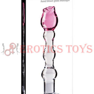Código: 1686 Icicles No. 12 Hand Blown Glass Massager - Clear w/Rose Tip
