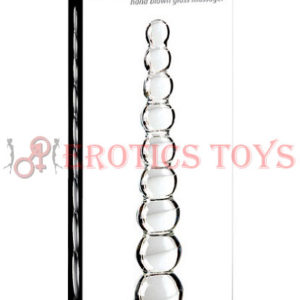 Código: 1687 Icicles No. 2 Hand Blown Glass Massager - Clear Rippled