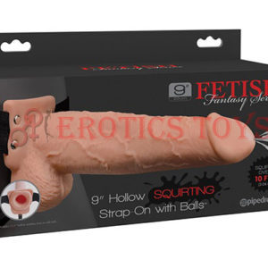 Código:	2520	Fetish Fantasy Series 9" Hollow Squirting Strap On w/Balls - Flesh