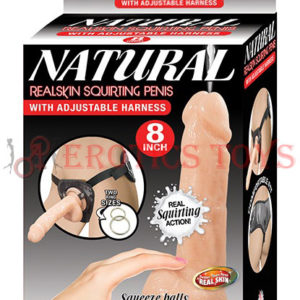 Código:	2569	Natural Realskin Squirting Penis w/Adjustable Harness 8" - Flesh