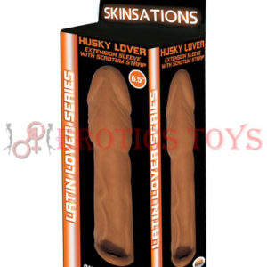 Código:	3434	Skinsations Latin Lover 6.5" Husky Extension Sleeve w/Scrotum Strap