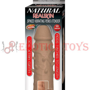 Código:	3438	Natural Realskin Spiked Vibrating Penis Xtender - Brown