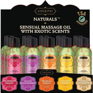 Código:	3611	Kama Sutra Naturals Massage Oil Display - 2 oz Asst. Scents Display of 15