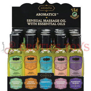 Código:	3612	Kama Sutra Aromatics Massage Oil Display - 2 oz Asst. Scents Display of 15