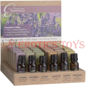 Código:	3686	Earthly Body Pure Essential Oils Display - Asst. Scents Display of 36