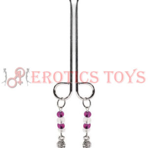 Código:	4116	Bijoux de Nip Clit Clamp Double Loop w/Heart Charm & Fuchsia Beads