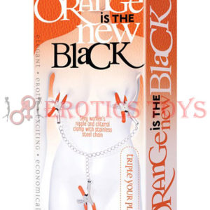 Código:	4140	The 9's Orange is the New Black Triple Your Pleasure Clamps & Chain