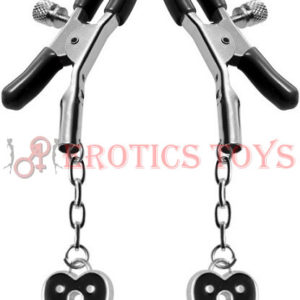 Código:	4143	Master Series Charmed Heart Padlock Nipple Clamps - Black