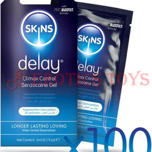 Código:	4589	Skins Benzocaine Delay Serum Foils - 3 ml Box of 100